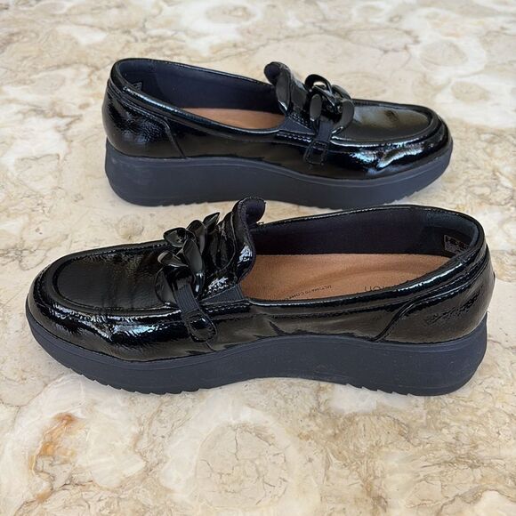 Clarks ZYLAH MAY Black Patent Platform Loafers - Picture 5 of 14